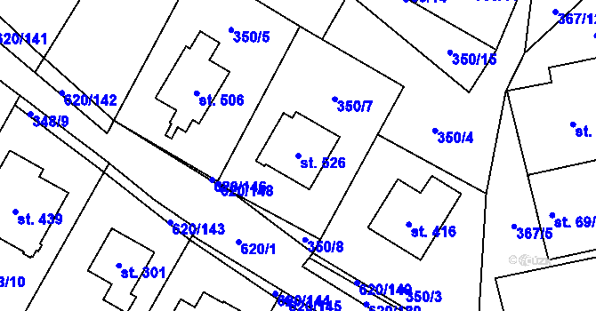 Parcela st. 526 v KÚ Chvalčova Lhota, Katastrální mapa
