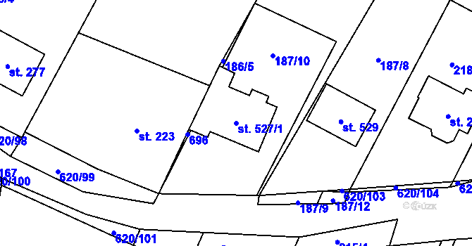 Parcela st. 527/1 v KÚ Chvalčova Lhota, Katastrální mapa