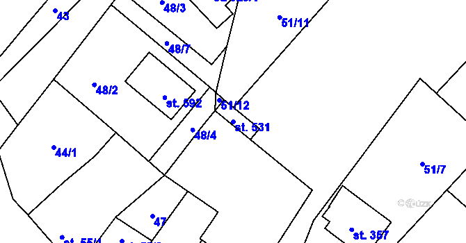 Parcela st. 531 v KÚ Chvalčova Lhota, Katastrální mapa