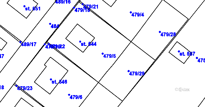Parcela st. 479/5 v KÚ Chvalčova Lhota, Katastrální mapa