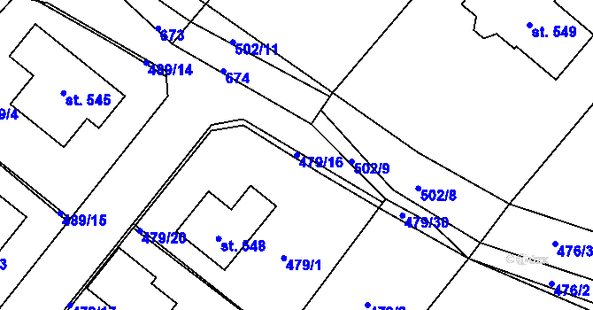 Parcela st. 479/16 v KÚ Chvalčova Lhota, Katastrální mapa
