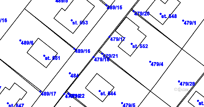 Parcela st. 479/21 v KÚ Chvalčova Lhota, Katastrální mapa