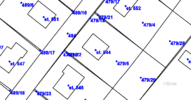 Parcela st. 544 v KÚ Chvalčova Lhota, Katastrální mapa