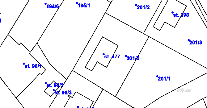 Parcela st. 477 v KÚ Chvalčova Lhota, Katastrální mapa