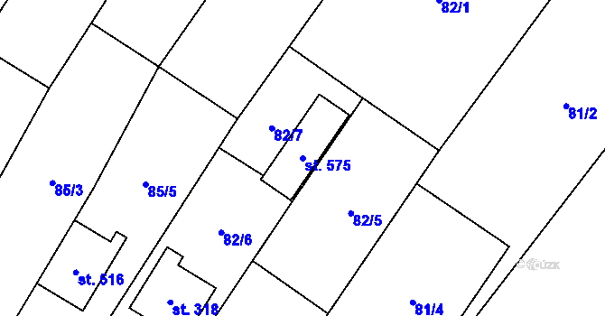 Parcela st. 575 v KÚ Chvalčova Lhota, Katastrální mapa