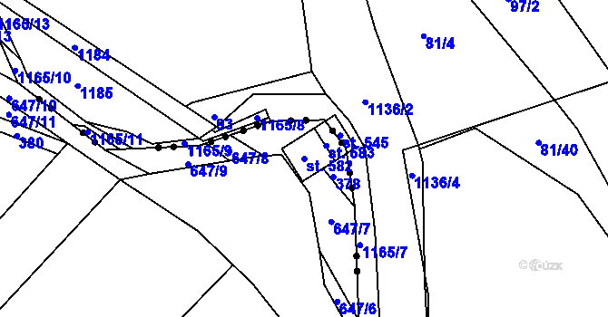 Parcela st. 582 v KÚ Chvalčova Lhota, Katastrální mapa