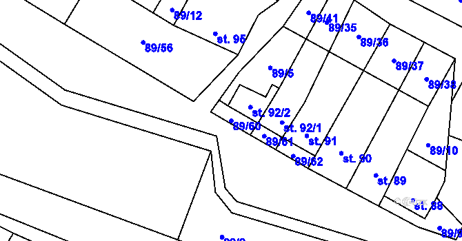 Parcela st. 89/60 v KÚ Chvalčova Lhota, Katastrální mapa
