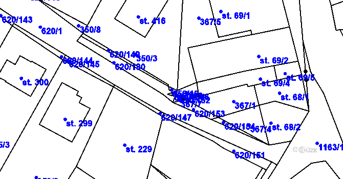 Parcela st. 350/16 v KÚ Chvalčova Lhota, Katastrální mapa
