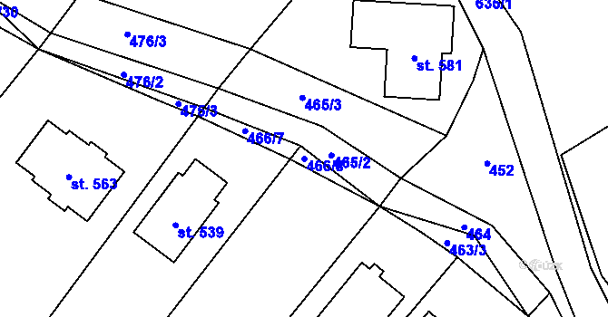 Parcela st. 466/8 v KÚ Chvalčova Lhota, Katastrální mapa
