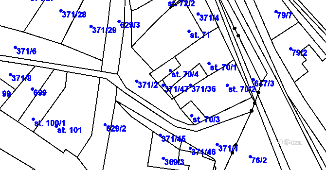 Parcela st. 371/47 v KÚ Chvalčova Lhota, Katastrální mapa