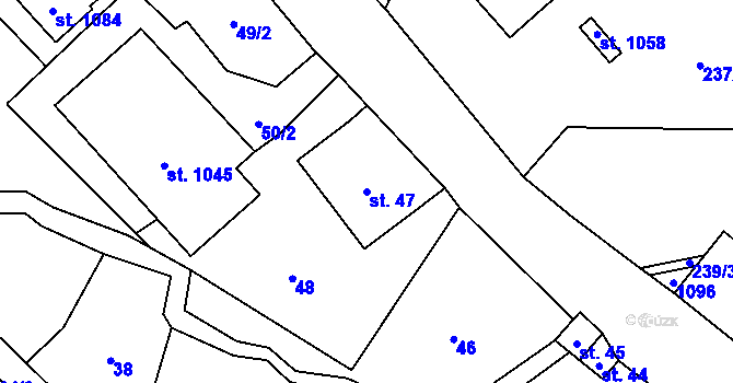 Parcela st. 47 v KÚ Chvaleč, Katastrální mapa
