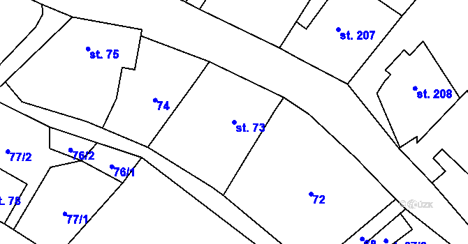 Parcela st. 73 v KÚ Chvaleč, Katastrální mapa