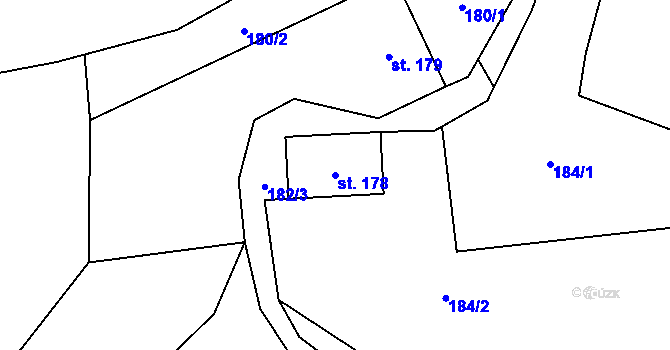 Parcela st. 178 v KÚ Chvaleč, Katastrální mapa