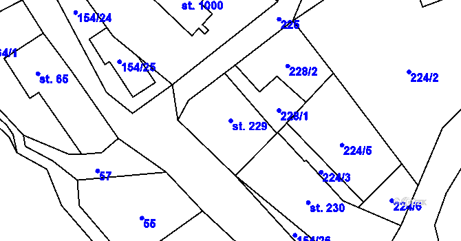 Parcela st. 229 v KÚ Chvaleč, Katastrální mapa
