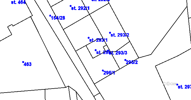 Parcela st. 294 v KÚ Chvaleč, Katastrální mapa