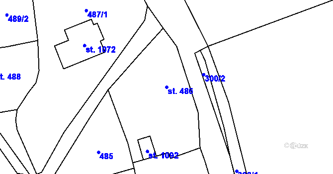 Parcela st. 486 v KÚ Chvaleč, Katastrální mapa