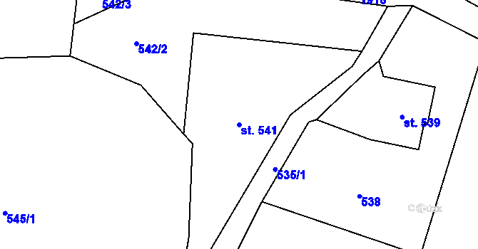 Parcela st. 541 v KÚ Chvaleč, Katastrální mapa
