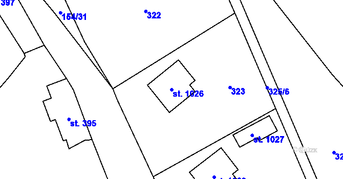 Parcela st. 1026 v KÚ Chvaleč, Katastrální mapa