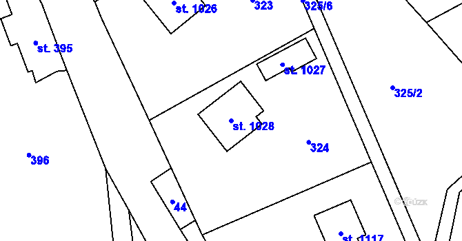 Parcela st. 1028 v KÚ Chvaleč, Katastrální mapa