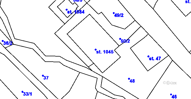 Parcela st. 1045 v KÚ Chvaleč, Katastrální mapa