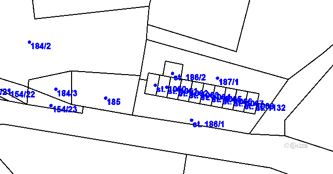 Parcela st. 1061 v KÚ Chvaleč, Katastrální mapa