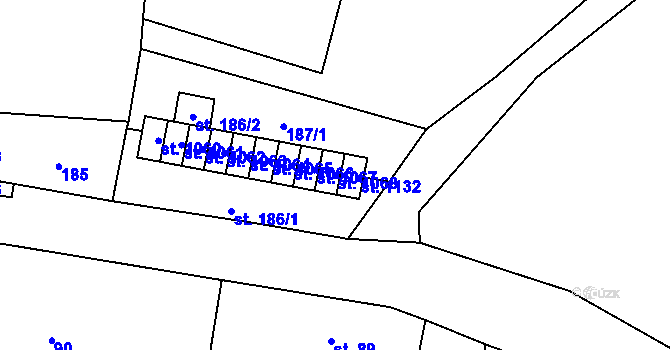 Parcela st. 1068 v KÚ Chvaleč, Katastrální mapa