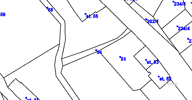 Parcela st. 54 v KÚ Chvaleč, Katastrální mapa
