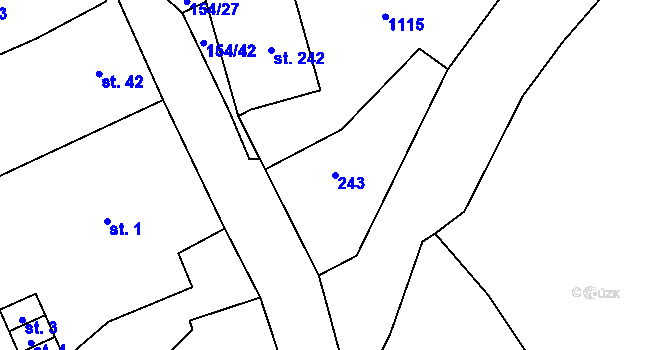 Parcela st. 243 v KÚ Chvaleč, Katastrální mapa