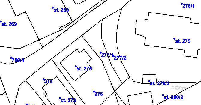 Parcela st. 277/1 v KÚ Chvaleč, Katastrální mapa