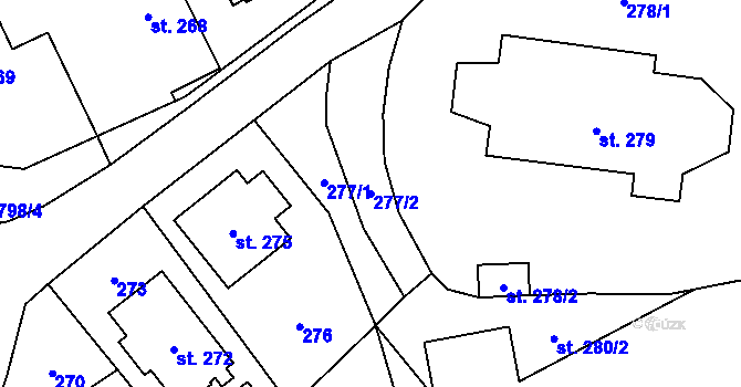 Parcela st. 277/2 v KÚ Chvaleč, Katastrální mapa
