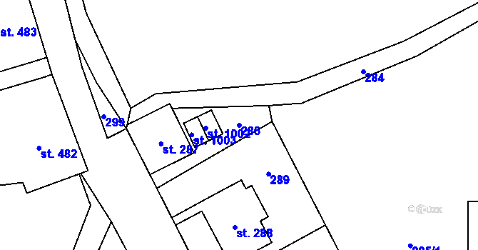 Parcela st. 286 v KÚ Chvaleč, Katastrální mapa