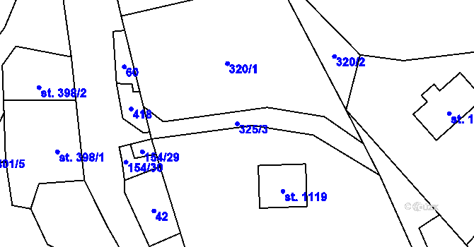 Parcela st. 325/3 v KÚ Chvaleč, Katastrální mapa