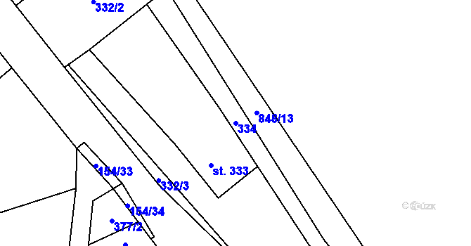 Parcela st. 334 v KÚ Chvaleč, Katastrální mapa