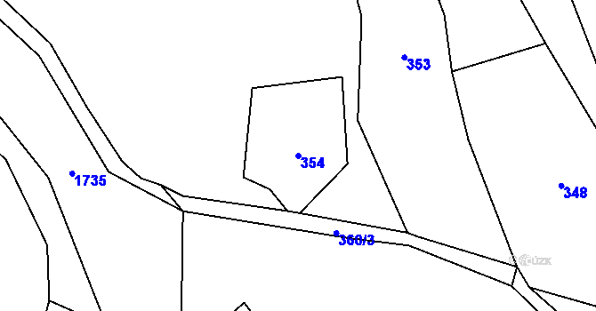 Parcela st. 354 v KÚ Chvaleč, Katastrální mapa
