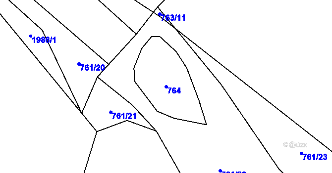 Parcela st. 764 v KÚ Chvaleč, Katastrální mapa