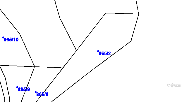 Parcela st. 865/2 v KÚ Chvaleč, Katastrální mapa