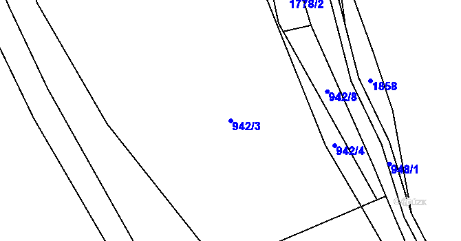 Parcela st. 942/3 v KÚ Chvaleč, Katastrální mapa