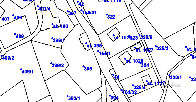 Parcela st. 154/1 v KÚ Chvaleč, Katastrální mapa