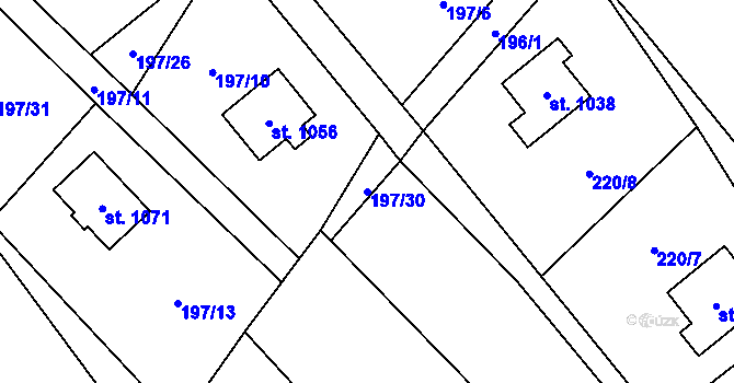 Parcela st. 197/30 v KÚ Chvaleč, Katastrální mapa