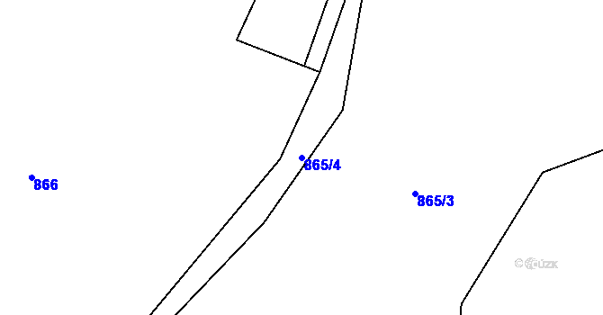 Parcela st. 865/4 v KÚ Chvaleč, Katastrální mapa