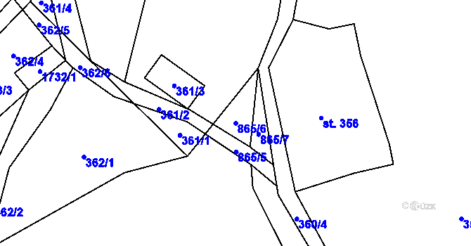 Parcela st. 865/6 v KÚ Chvaleč, Katastrální mapa