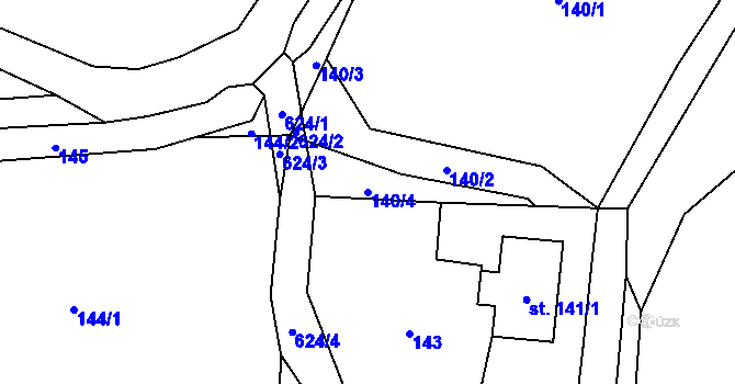 Parcela st. 140/4 v KÚ Chvaleč, Katastrální mapa