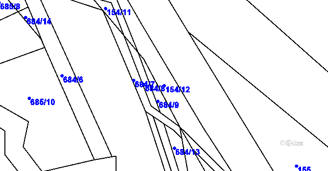 Parcela st. 154/12 v KÚ Chvaleč, Katastrální mapa