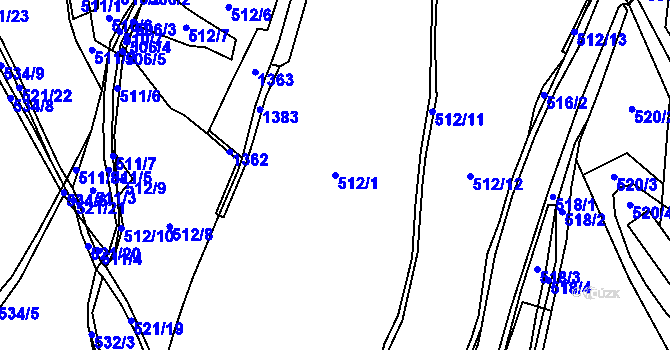 Parcela st. 512/1 v KÚ Chvaleč, Katastrální mapa