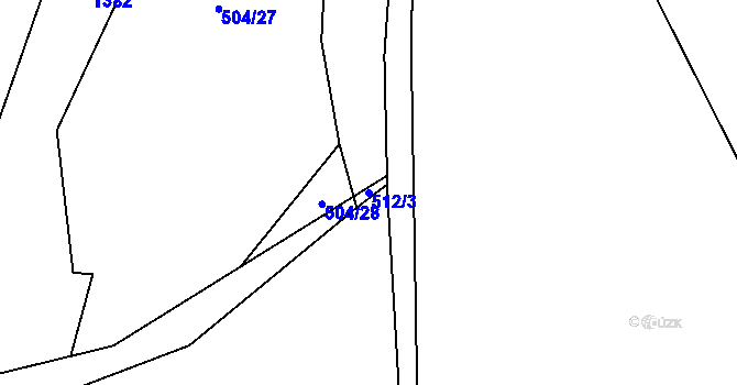 Parcela st. 512/3 v KÚ Chvaleč, Katastrální mapa