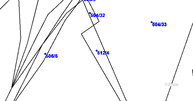 Parcela st. 512/4 v KÚ Chvaleč, Katastrální mapa