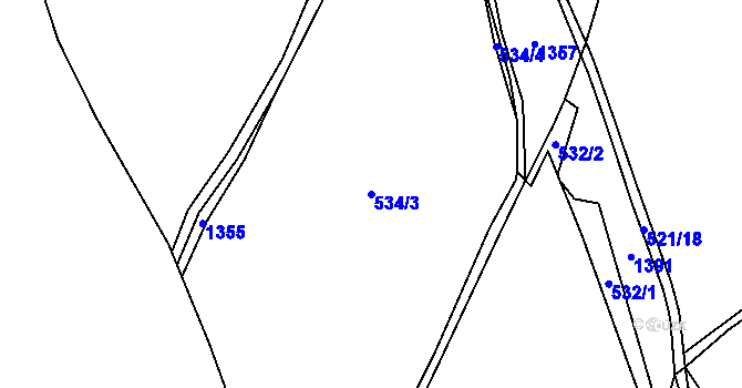 Parcela st. 534/3 v KÚ Chvaleč, Katastrální mapa