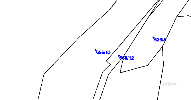 Parcela st. 656/13 v KÚ Chvaleč, Katastrální mapa