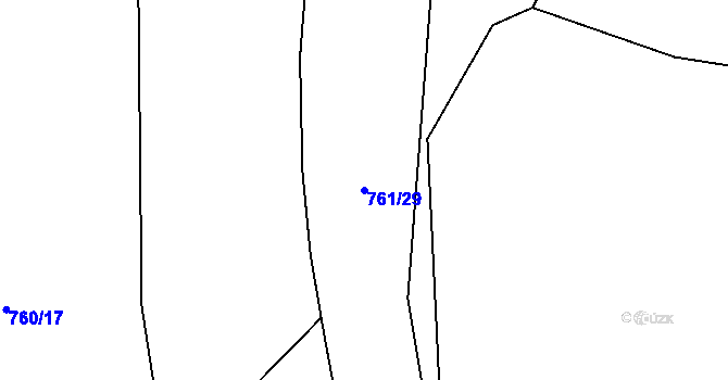 Parcela st. 761/29 v KÚ Chvaleč, Katastrální mapa