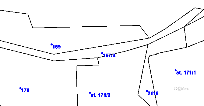 Parcela st. 167/4 v KÚ Chvaleč, Katastrální mapa
